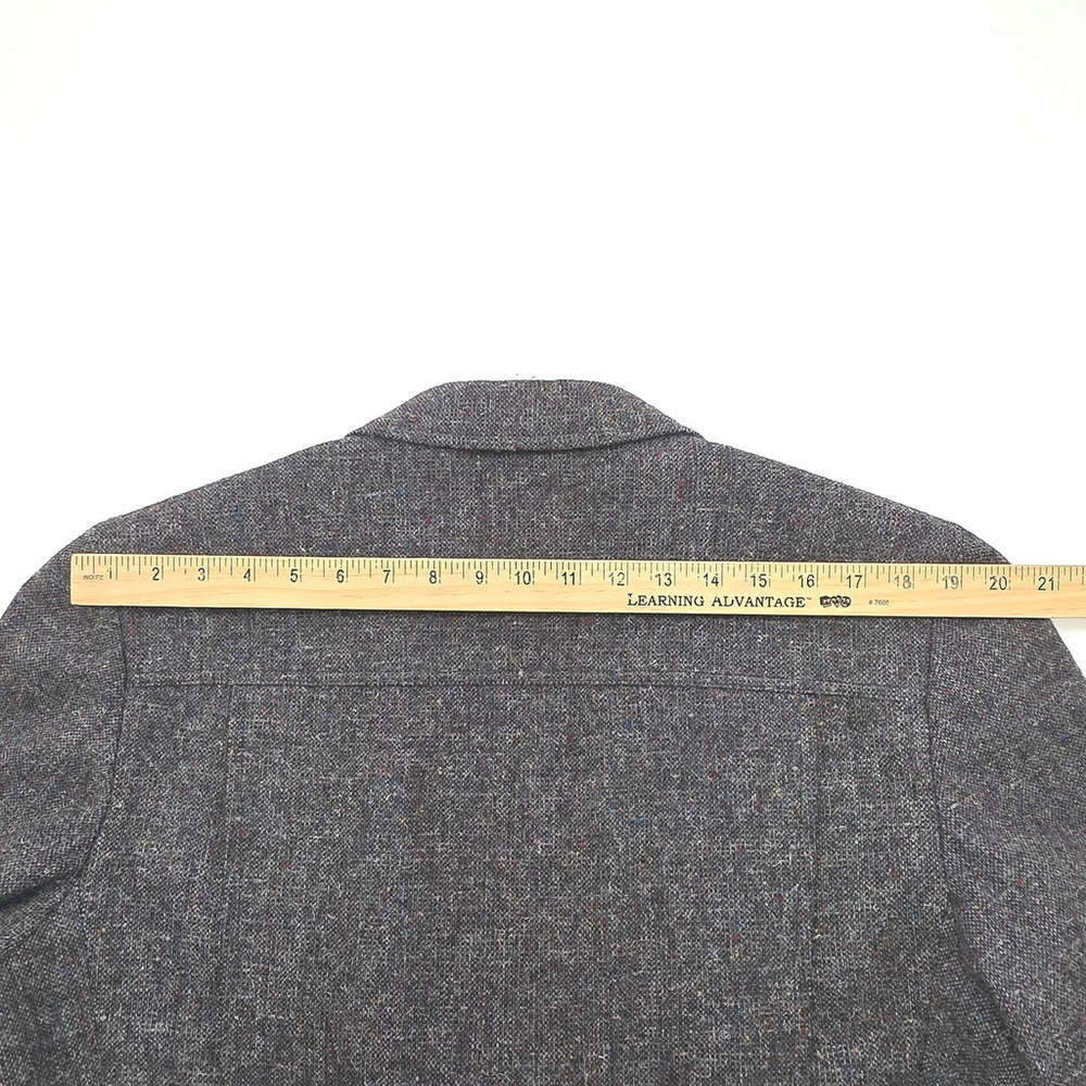 Pendleton Tweed Blazer Size 43 Men Gray Suede Elbow Patch USA Americana - Picture 15 of 16